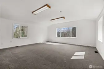 This room upstairs is massive with a walk-in closet to the left. Bonus room, junior suite... Let your vision take over this room.