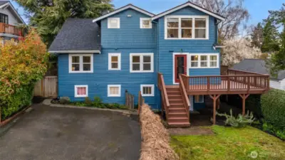 Pull into the big driveway from the back