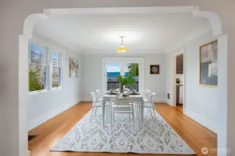 Arched entryways lead into the large dining area