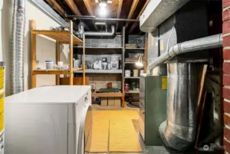 The utility/storage area found in the lower level.