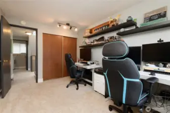 Spacious second bedroom used as an office.