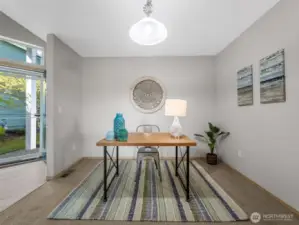 As you enter the home, just to the right is this "flex or bonus space" to use as you wish! We've displayed it as office space, but it could be another living area...or ???