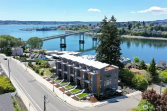 This is the view towards downtown Bremerton across the Maanette Bridge towards the ferry as well.