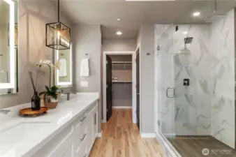 Primary bathroom on the upper level.