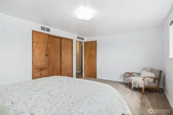 Primary bedroom, with built in closet.