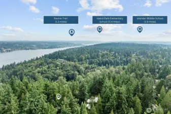 To the south, Island Park Elementary, Islander Middle School, and the scenic Ravine Trail are all close at hand, blending convenience with natural beauty.