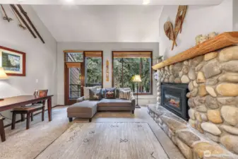 Oversized River Rock Fireplace