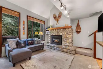 Large picture windows let in lots of natural light