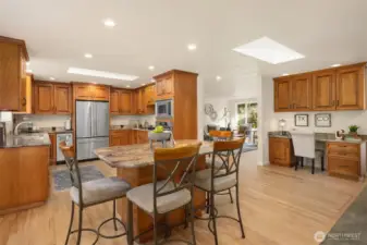 Granite and stainless kitchen with eating space and Island