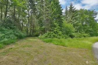 There is a trail mowed in to the community well house.