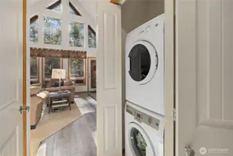 Stackable washer/dryer included with the sale.