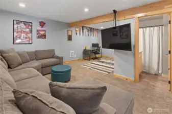 Rec room with 3/4 bath on the lower level.