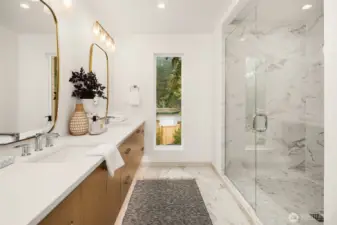 Walk-in Shower with Frameless Shower Enclosure