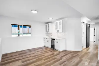 downstairs