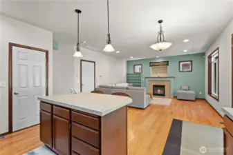 Open flow from the kitchen to the casual dining and living room