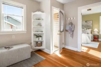 The kitchen door opens to a new porch that brings you out to your private fully-fenced patio.