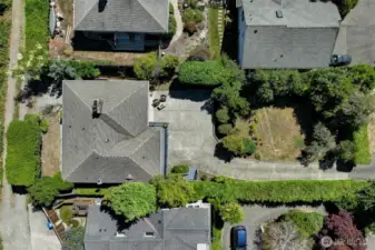 Aerial shot of home with front yard