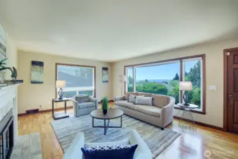 Living room with water views!