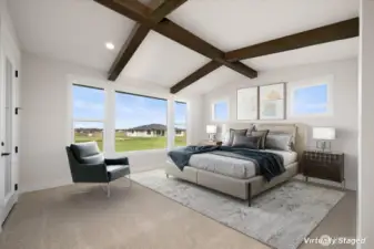 Primary suite with beams