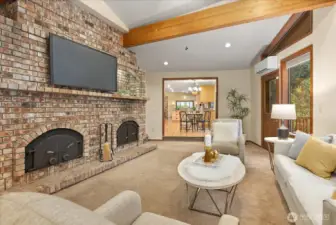 A Russian fireplace keeps you warm & cozy during the cold & rainy months as it radiates heat throughout. Ductless mini splits allow you to temperature control your various living areas with heat or AC.