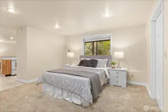 This studio style open room can easily be enclosed to create additional privacy. This space can easily convert to a bonus room, theater room, game room or gym space.