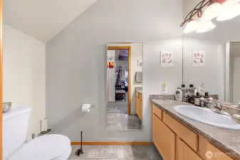 A half bathroom is on the main floor.