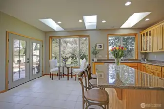 Enjoy the natural light with three skylights in the kitchen