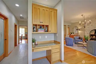 Built in desk area in the kitchen