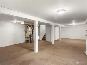 Fully finished basement with new interior paint