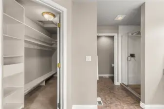 Primary closet in Bathroom