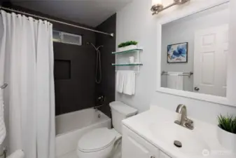 Recently remodeled full guest bath.
