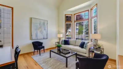 The living room has a nice bow window looking out onto the very quiet street.  All new windows have been installed.