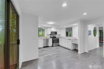 Kitchen and slider on left