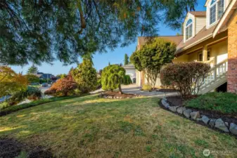 Mature landscaping.