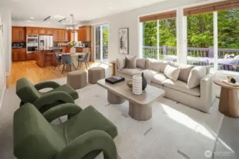 Great room with Greenbelt views.  Natural, peaceful setting with sunlight flooding in through large windows.