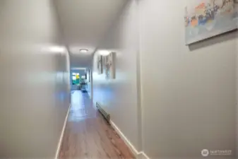 Hallway leading from stairs to living area