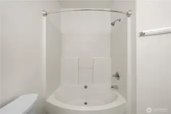 Rounded Soaking Tub and Shower...so relaxing