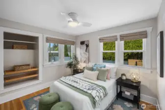 Open closet plus additional closet.