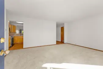 Right when you walk in one of the two living areas.