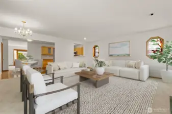 Looking from the corner of the sliding doors to outside (virtually staged)