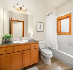 Full bath on middle level
