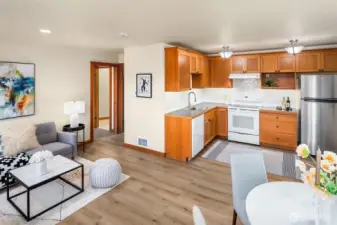 Apartment with living and kitchen space combined