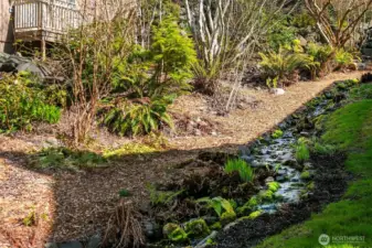 A babbling creek goes along property line