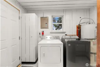 Large utility room with extra storage.