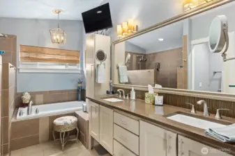 Spa-like bath with soaking tub