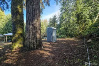 Private, wooded setting with level ground and convenient onsite utility structure, offering a peaceful retreat feel.