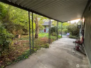 Backyard covered patio.