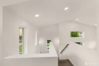 Open layout to living room and kitchen area