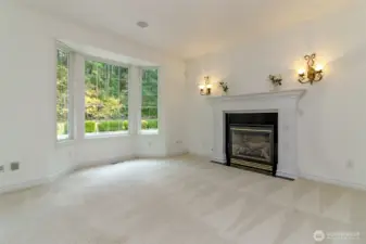 Left of entrance, living room