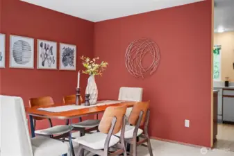A formal dining area just off the kitchen.